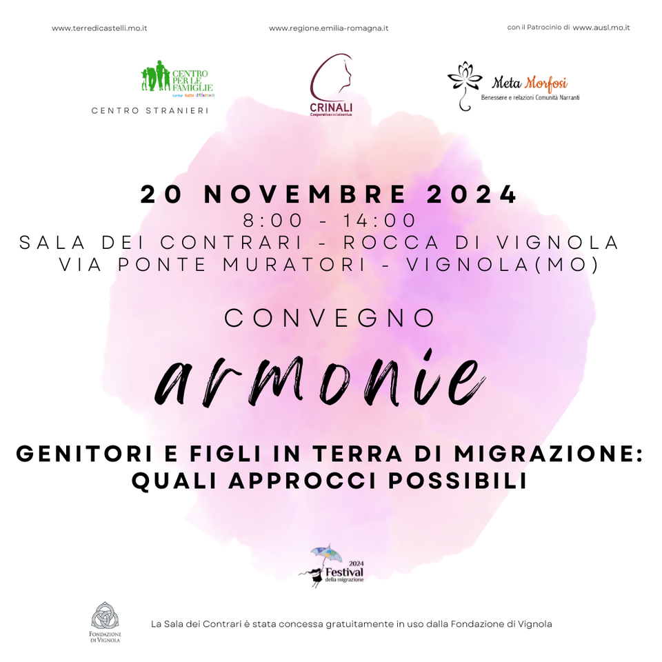 CONVEGNO ARMONIE – GENITORI E FIGLI IN TERRA DI MIGRAZIONE: QUALI APPROCCI POSSIBILI